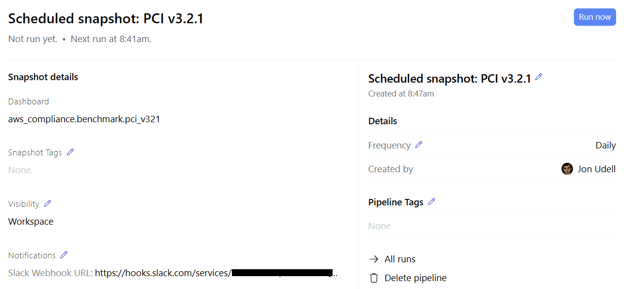 Schedule snapshots of benchmarks and dashboards in Steampipe Cloud