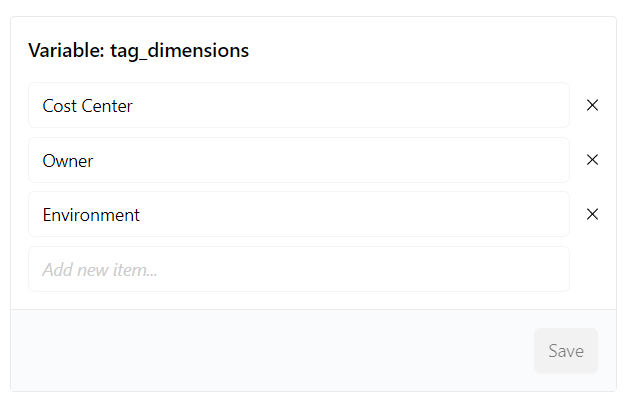 Steampipe tag dimensions variable